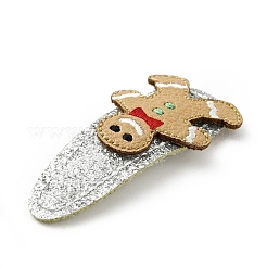 Tissu Gretel avec des bonhommes en pain d'épice de Noël et des pinces à cheveux en cuir PU&nbsp;PHAR-G006-04P