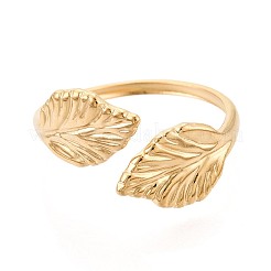 Ionenplattierung (IP) 304 Edelstahl Manschette offene Ringe für Frauen&nbsp;RJEW-N052-26G