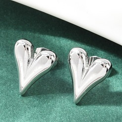 Pendientes de botón con forma de corazón de acero inoxidable 304 que no se deslustran para mujer&nbsp;EJEW-F300-09P