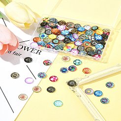 100 Stück bedruckte halbrunde Kuppel-Cabochons aus Glas&nbsp;GGLA-FS0001-13