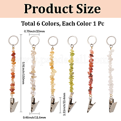 6pcs porte-clés en pierres précieuses naturelles&nbsp;KEYC-GF00001