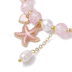 Set di braccialetti elasticizzati con perline rotonde in vetro da 2 pz&nbsp;BJEW-JB09752
