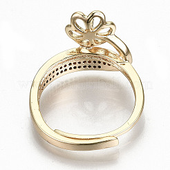 Einstellbare Fingerring-Einstellungen für Messing-Mikrokubikzirkonoxid&nbsp;KK-T062-63G-NF