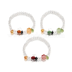 3 bracelet extensible en perles de verre électrolytiques de 3 couleurs&nbsp;BJEW-TA00646