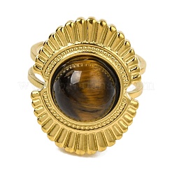 Gli anelli di barretta occhio di tigre naturale&nbsp;RJEW-Q822-53G-02