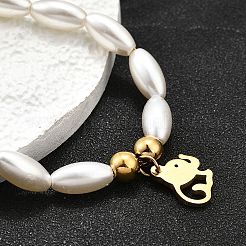Elefanten-Charm-Armbänder aus 304er Edelstahl für Damen&nbsp;BJEW-C098-13G