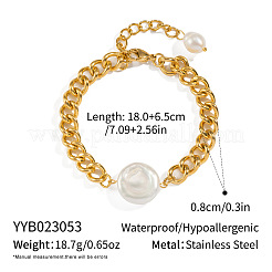 Elegante flache runde Gliederarmbänder aus eleganten Barockperlen&nbsp;LS-SX2805-2