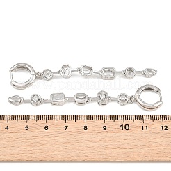 Boucles d'oreilles créoles pendantes en laiton serties de micro-pavés de zirconiums cubiques&nbsp;KK-CBA8324-09G