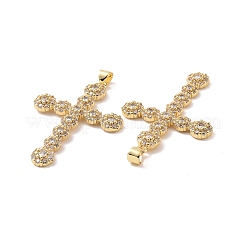 Croix en laiton micro pavé clair pendentifs en zircone cubique&nbsp;KK-G435-26G