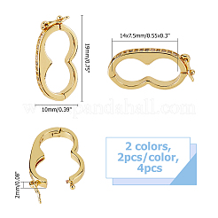 4 Stück 2 Farben Messing Micro Pave klare Zirkonia Erdnuss Twister Verschlüsse&nbsp;KK-HS0001-22