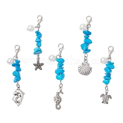 Décorations suspendues en perles de turquoise synthétique&nbsp;HJEW-JM04184