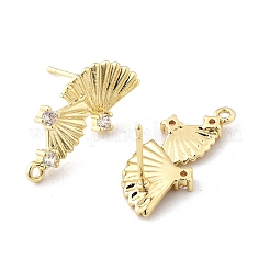 Accessoires de clous d'oreilles en laiton avec micro pavé zircone cubique&nbsp;KK-K371-44G