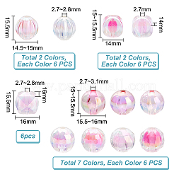 72 pièces 12 styles placage uv perles acryliques transparentes&nbsp;TACR-PH0001-57C