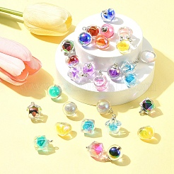 32 pièces 4 styles de pendentifs en résine de couleur ab&nbsp;RESI-FS0001-84
