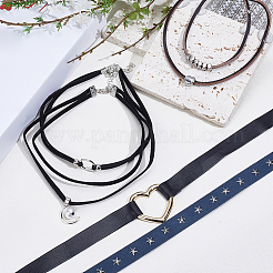 5 stücke 5 arten legierung anhänger imitation leder schnur schicht halsketten&nbsp;NJEW-CL0005-15