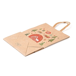 Sacs en papier kraft imprimés sur le thème de Noël avec poignées&nbsp;ABAG-M008-08H