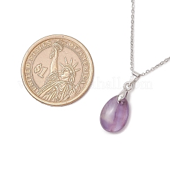 4 pz 4 stili labradorite naturale e amazzonite e quarzo rosa e ametista collane con ciondolo a goccia&nbsp;NJEW-JN05230