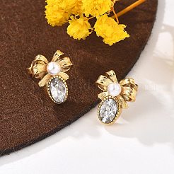 Ohrstecker aus 304 Edelstahl mit Mikropavé und klaren Zirkonia&nbsp;EJEW-I318-03G-01