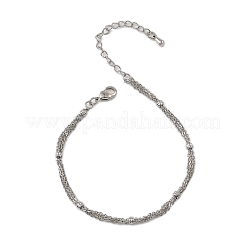 Pulseras de cadena de cable de latón con revestimiento de rejilla&nbsp;BJEW-G735-04P