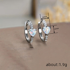 Orecchini a cerchio in ottone con micro pavé di zirconi chiari a cuore&nbsp;WGF4C00-01