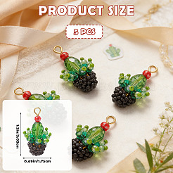 5 pendentif cactus en perles de verre&nbsp;PALLOY-SZ00064