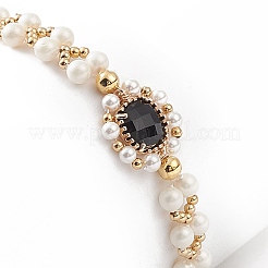 Braccialetto di perle di perle di vetro e conchiglia&nbsp;BJEW-TA00180-03