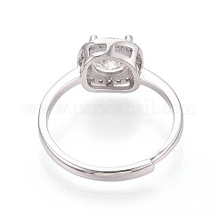 Verstellbarer Verlobungsring aus Sterlingsilber mit rundem Moissanit-Halo&nbsp;STER-T008-87P