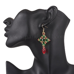 Boucles d'oreilles pendantes en forme de losange en acier inoxydable 304 avec larme&nbsp;EJEW-MZ00620-01
