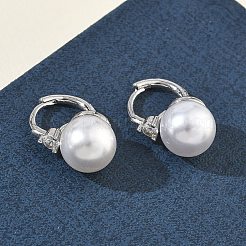 Boucles d'oreilles créoles en laiton micro pavé de zircons cubiques pour femmes&nbsp;EJEW-A168-22P