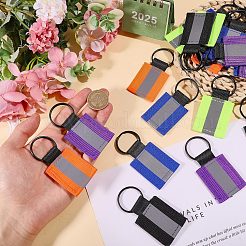 30 Stück 5 Farben reflektierender rechteckiger Polyester-Anhänger-Schlüsselanhänger&nbsp;KEYC-CO0001-02