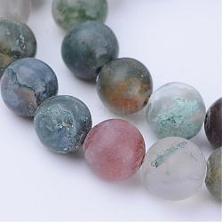 Chapelets de perles en agate indienne naturelle, mat, ronde, 8~8.5mm, Trou: 1mm, Environ 47 pcs/chapelet, 15.5 pouce