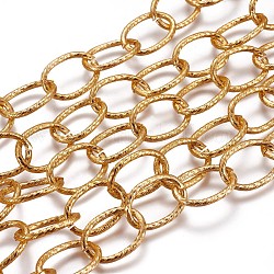 Chaînes de câbles en aluminium, texturé, non soudée, ovale, oxydé en or, lien: 14x19 mm