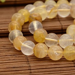 Brins de perles rondes de quartz hématoïde jaune de pierres précieuses naturelles, quartz ferrugineux, 10mm, Trou: 1mm, Environ 37 pcs/chapelet, 15.1 pouce