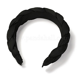 Fasce per capelli di plastica, con tessuto ricoperto, nero, 21~30mm, diametro interno: 132mm