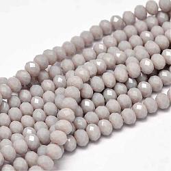 Fili di perle di vetro rondelle sfaccettate, grigio, 6x4mm, Foro: 1 mm, circa 99pcs/filo, 17.7 pollice