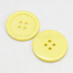 Botones de resina, teñido, plano y redondo, amarillo, 11x2mm, agujero: 1 mm, 980 unidades / bolsa