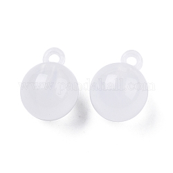 Pendentifs acryliques opaques, avec de la poudre de paillettes, breloques rondes, blanc, 17.5x13.5mm, Trou: 3mm