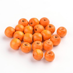 天然木のビーズ  ロンデル  無鉛の  染め  オレンジ  8mm  穴：3mm  約5600個/1000g