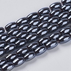 Non magnetici perle ematite sintetico fili, ovale, nero, 5x3mm, Foro: 0.8 mm, circa 82pcs/filo