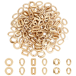 Superfindings anneaux de liaison en acrylique opaque peint, connecteurs à liaison rapide, pour la fabrication de chaînes rolo, formes mixtes, or, environ 145 pcs / ensemble