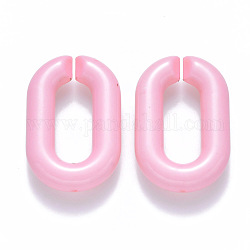 Opake Acryl Verknüpfung Ringe, Quick-Link-Anschlüsse, zur Herstellung von Kabelketten, Oval, rosa, 31x19.5x5.5 mm, Innendurchmesser: 19.5x7.5 mm