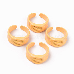 Anelli per polsini in lega verniciati a spruzzo, anelli aperti,  cadmio& piombo libero, arancione, misura degli stati uniti 7 1/4 (17.5mm)