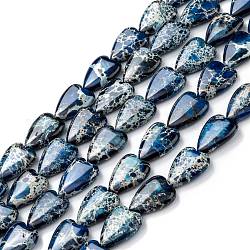 Fili di perle di diaspro imperiale naturale, tinto, cuore, blu di Prussia, 20~20.5x15~15.5x6~6.8mm, Foro: 1.2 mm, circa 20pcs/filo, 14.76~15.08 pollice (37.5~38.3 cm)