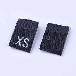 Etichette taglie abbigliamento (xs), accessori d'abbigliamento , tag di dimensioni, nero, 18x12.5x1mm, 200pcs/scatola