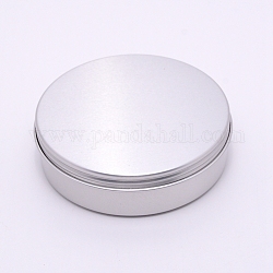 Aluminium-Schraubkasten, Flachrund, Platin Farbe, 3-3/4x1-1/8 Zoll (9.4x2.75 cm), Kapazität: 150 ml, 12 Stück / Karton