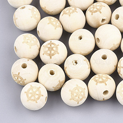 Europäische Perlen aus Naturholz, Großloch perlen, rund mit helm, papayawhip, 20x18 mm, Bohrung: 4 mm