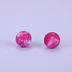 Perles focales rondes en silicone imprimées, magenta, 15x15mm, Trou: 2mm