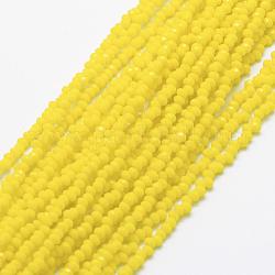 Opaque Glass Beads Strands, Faceted, Rondelle, Yellow, 2.5x1.5mm, Hole: 0.5mm,about 188~195pcs/strand, 12.9 inch(33cm)