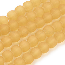 Chapelets de perles en verre transparent, mat, ronde, verge d'or, 6mm, Trou: 1.3~1.6mm, Environ 140 pcs/chapelet, 31.4 pouce