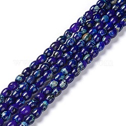 Fili di perle di diaspro imperiale naturale, tinto, riso, blu, 6x4.5mm, Foro: 0.5 mm, circa 68pcs/filo, 15.94 pollice (40.5 cm)